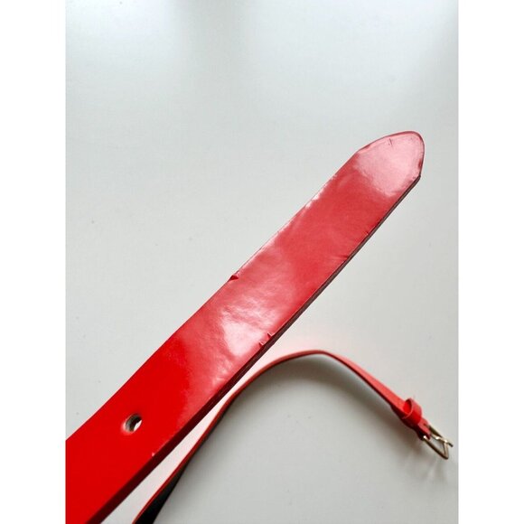 CLUB MONACO Red Orange Patent Leather Skinny Belt, Size XS - Picture 6 of 11
